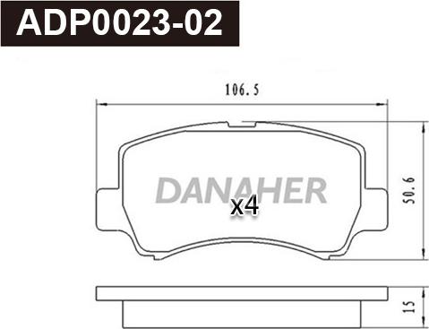 Danaher ADP0023-02 - Гальмівні колодки, дискові гальма autocars.com.ua