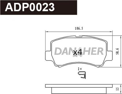 Danaher ADP0023 - Гальмівні колодки, дискові гальма autocars.com.ua