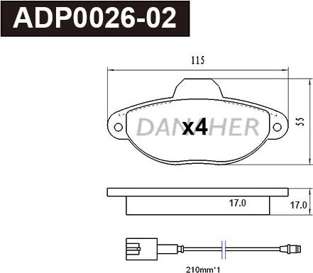 Danaher ADP0026-02 - Гальмівні колодки, дискові гальма autocars.com.ua