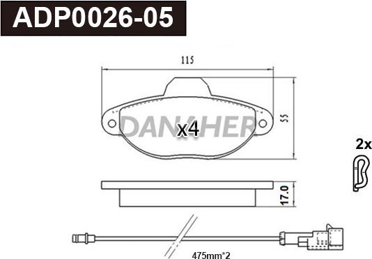 Danaher ADP0026-05 - Гальмівні колодки, дискові гальма autocars.com.ua