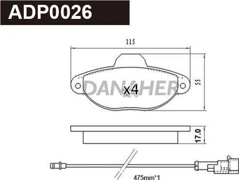 Danaher ADP0026 - Гальмівні колодки, дискові гальма autocars.com.ua