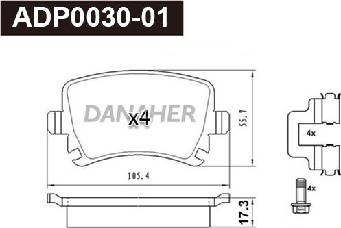 Danaher ADP0030-01 - Гальмівні колодки, дискові гальма autocars.com.ua