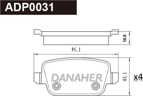 Danaher ADP0031 - Гальмівні колодки, дискові гальма autocars.com.ua