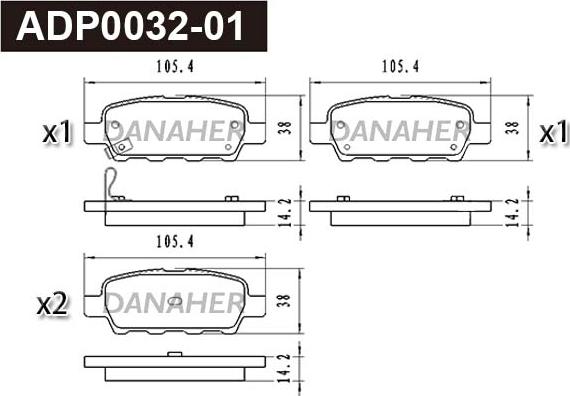 Danaher ADP0032-01 - Гальмівні колодки, дискові гальма autocars.com.ua