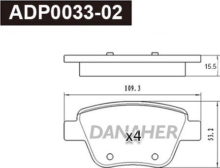 Danaher ADP0033-02 - Гальмівні колодки, дискові гальма autocars.com.ua