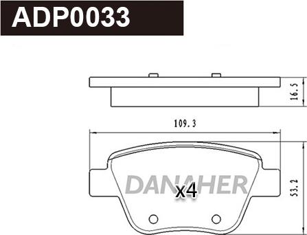 Danaher ADP0033 - Гальмівні колодки, дискові гальма autocars.com.ua