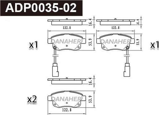 Danaher ADP0035-02 - Гальмівні колодки, дискові гальма autocars.com.ua