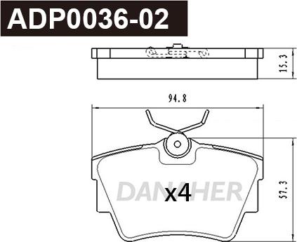 Danaher ADP0036-02 - Гальмівні колодки, дискові гальма autocars.com.ua