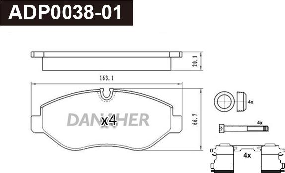 Danaher ADP0038-01 - Гальмівні колодки, дискові гальма autocars.com.ua