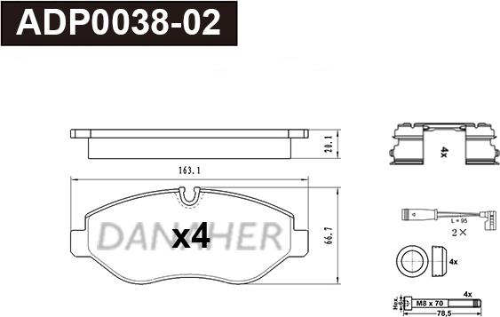 Danaher ADP0038-02 - Тормозные колодки, дисковые, комплект autodnr.net