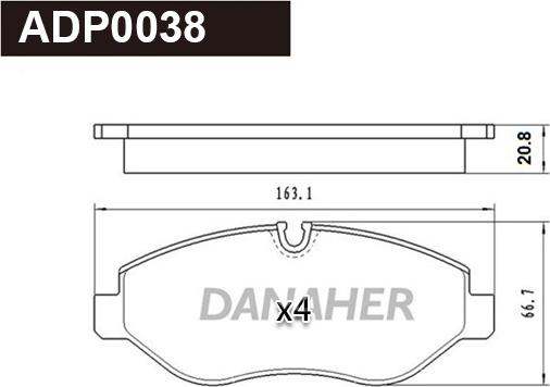 Danaher ADP0038 - Гальмівні колодки, дискові гальма autocars.com.ua