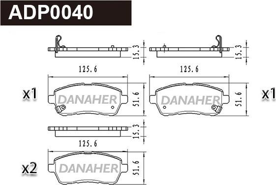 Danaher ADP0040 - Гальмівні колодки, дискові гальма autocars.com.ua