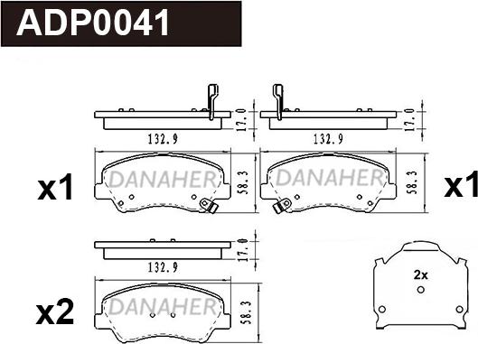 Danaher ADP0041 - Гальмівні колодки, дискові гальма autocars.com.ua