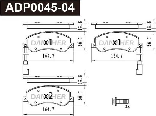 Danaher ADP0045-04 - Гальмівні колодки, дискові гальма autocars.com.ua