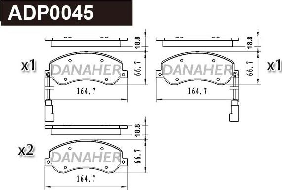 Danaher ADP0045 - Гальмівні колодки, дискові гальма autocars.com.ua