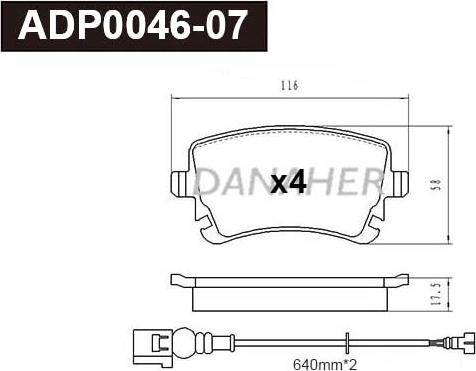 Danaher ADP0046-07 - Гальмівні колодки, дискові гальма autocars.com.ua