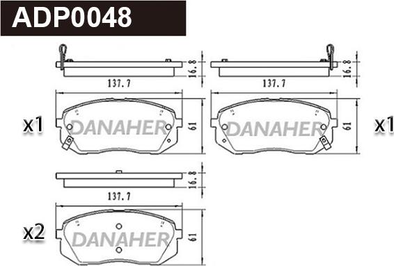 Danaher ADP0048 - Гальмівні колодки, дискові гальма autocars.com.ua