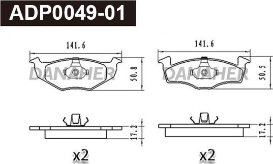 Danaher ADP0049-01 - Гальмівні колодки, дискові гальма autocars.com.ua