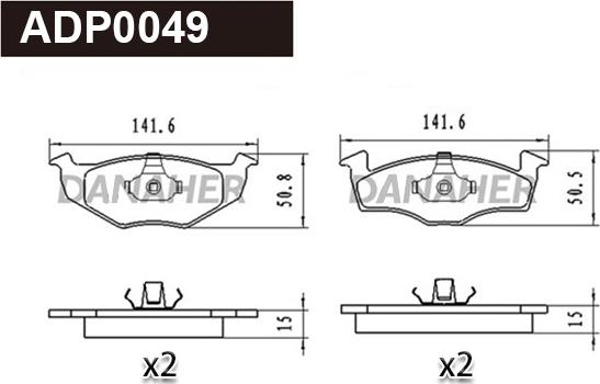 Danaher ADP0049 - Гальмівні колодки, дискові гальма autocars.com.ua