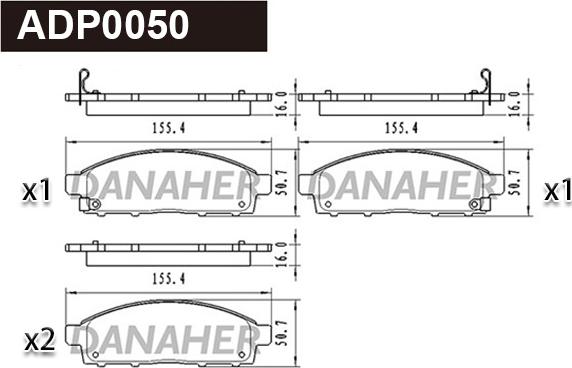 Danaher ADP0050 - Тормозные колодки, дисковые, комплект autodnr.net