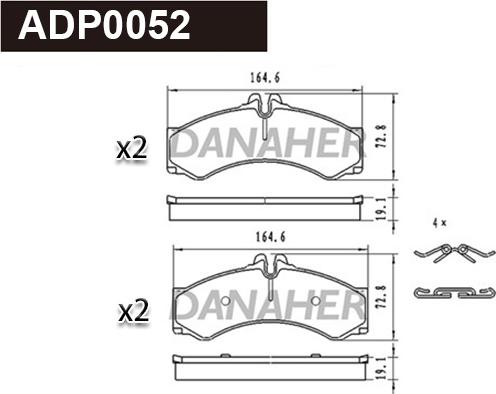 Danaher ADP0052 - Гальмівні колодки, дискові гальма autocars.com.ua