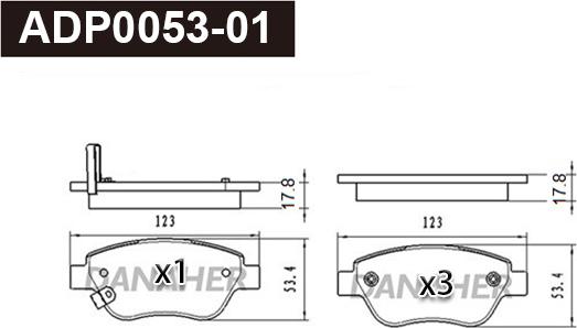 Danaher ADP0053-01 - Гальмівні колодки, дискові гальма autocars.com.ua