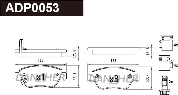 Danaher ADP0053 - Гальмівні колодки, дискові гальма autocars.com.ua