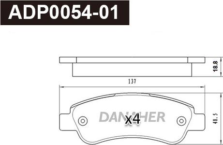 Danaher ADP0054-01 - Гальмівні колодки, дискові гальма autocars.com.ua