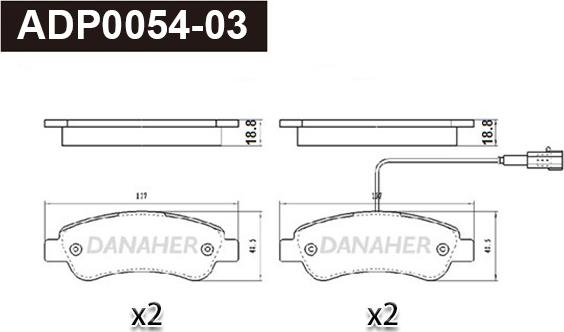 Danaher ADP0054-03 - Тормозные колодки, дисковые, комплект autodnr.net