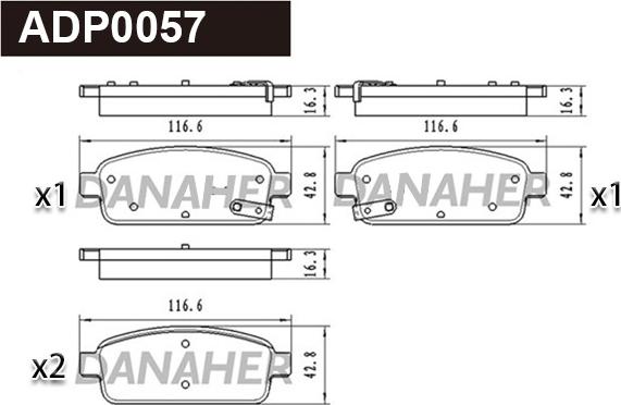 Danaher ADP0057 - Гальмівні колодки, дискові гальма autocars.com.ua