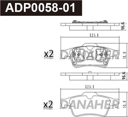 Danaher ADP0058-01 - Гальмівні колодки, дискові гальма autocars.com.ua