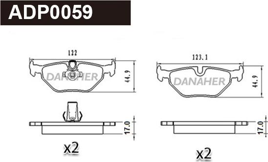 Danaher ADP0059 - Гальмівні колодки, дискові гальма autocars.com.ua