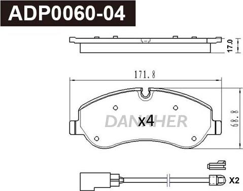 Danaher ADP0060-04 - Гальмівні колодки, дискові гальма autocars.com.ua