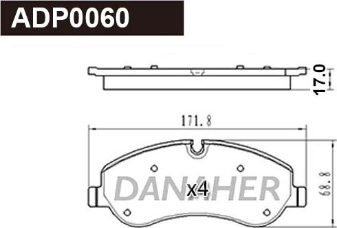 Danaher ADP0060 - Гальмівні колодки, дискові гальма autocars.com.ua