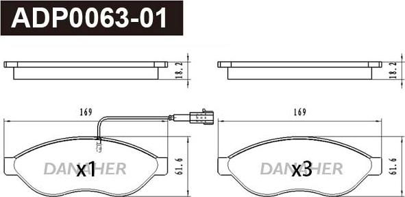 Danaher ADP0063-01 - Гальмівні колодки, дискові гальма autocars.com.ua