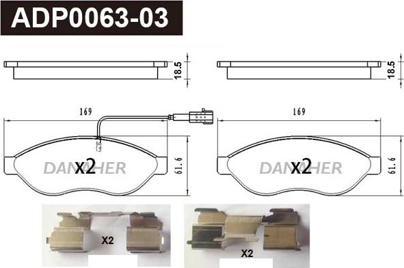 Danaher ADP0063-03 - Тормозные колодки, дисковые, комплект autodnr.net