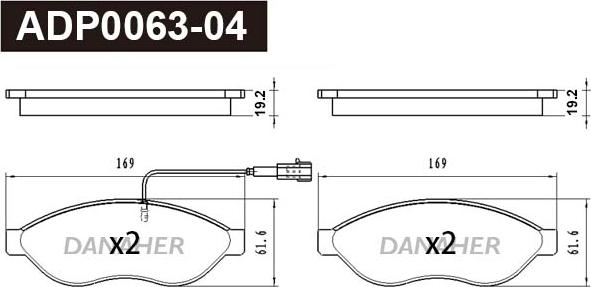 Danaher ADP0063-04 - Тормозные колодки, дисковые, комплект autodnr.net