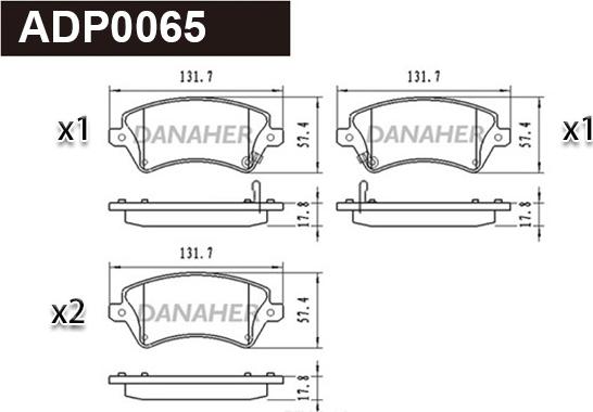 Danaher ADP0065 - Гальмівні колодки, дискові гальма autocars.com.ua