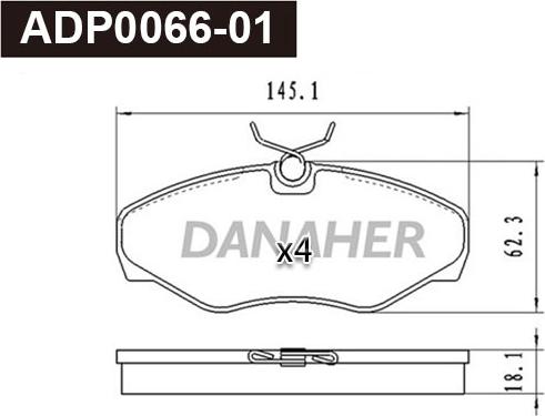 Danaher ADP0066-01 - Гальмівні колодки, дискові гальма autocars.com.ua
