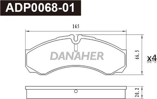 Danaher ADP0068-01 - Гальмівні колодки, дискові гальма autocars.com.ua