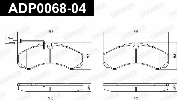 Danaher ADP0068-04 - Гальмівні колодки, дискові гальма autocars.com.ua