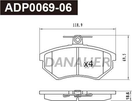 Danaher ADP0069-06 - Гальмівні колодки, дискові гальма autocars.com.ua