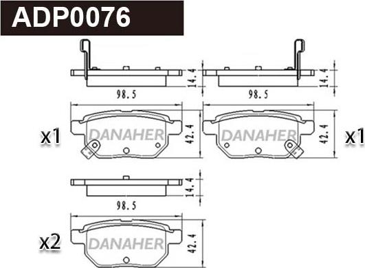 Danaher ADP0076 - Гальмівні колодки, дискові гальма autocars.com.ua