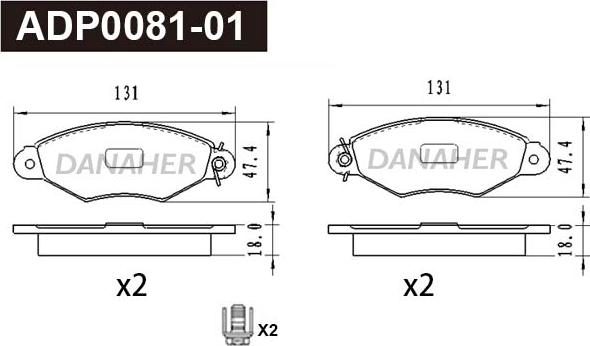 Danaher ADP0081-01 - Гальмівні колодки, дискові гальма autocars.com.ua