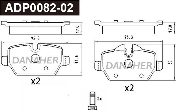 Danaher ADP0082-02 - Гальмівні колодки, дискові гальма autocars.com.ua