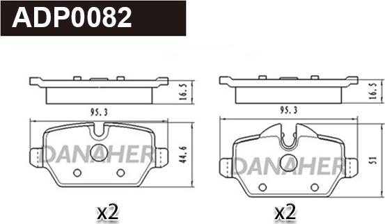 Danaher ADP0082 - Гальмівні колодки, дискові гальма autocars.com.ua