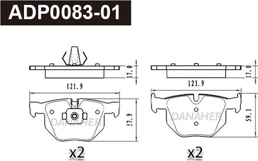 Danaher ADP0083-01 - Гальмівні колодки, дискові гальма autocars.com.ua