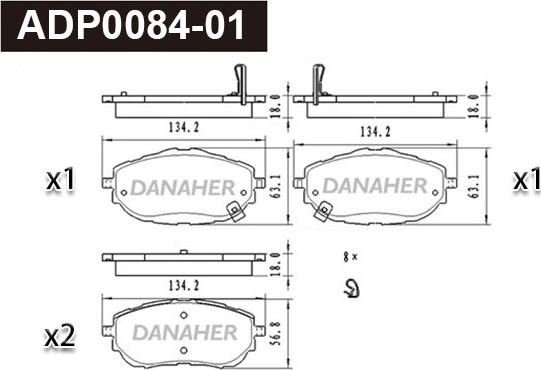 Danaher ADP0084-01 - Гальмівні колодки, дискові гальма autocars.com.ua