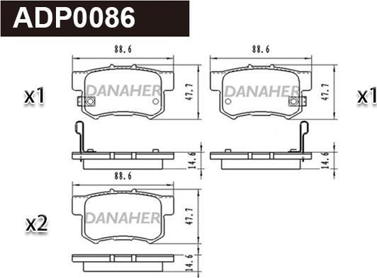 Danaher ADP0086 - Гальмівні колодки, дискові гальма autocars.com.ua