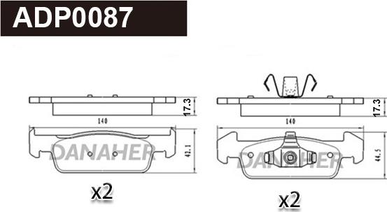 Danaher ADP0087 - Гальмівні колодки, дискові гальма autocars.com.ua